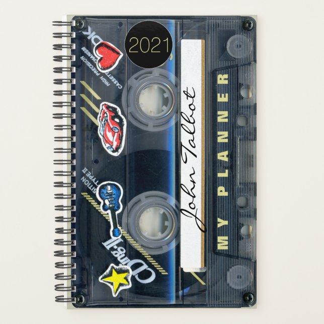 Retro T3 Audiotape Music Quote personalised Pl Planner (Front)