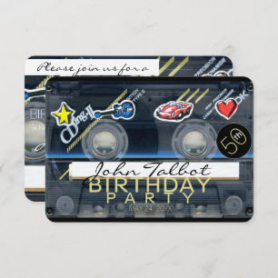 Retro T3 Cassette Tape 50th Birthday Party Inv Invitation