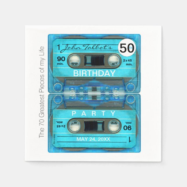 Retro T4 Audiotape 50th birthday Party Paper N Napkin (Front)
