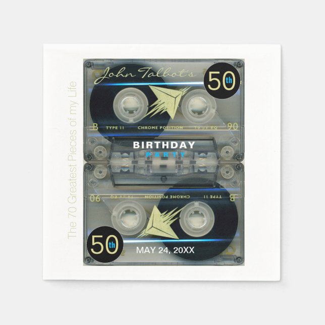 Retro T5 Audiotape 50th birthday Party Paper N Napkin (Front)