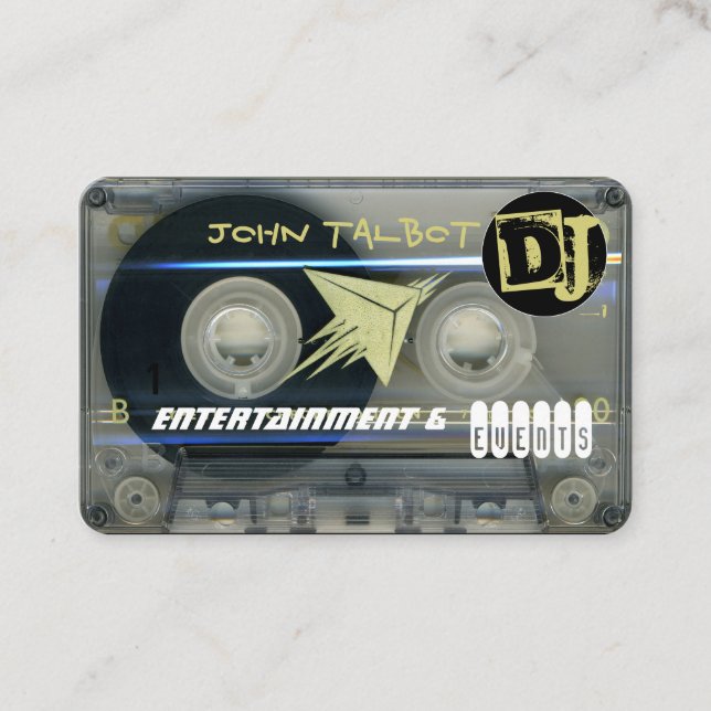 Retro T5 Audiotape Cassette 80s DJ Business C Business Card (Front)