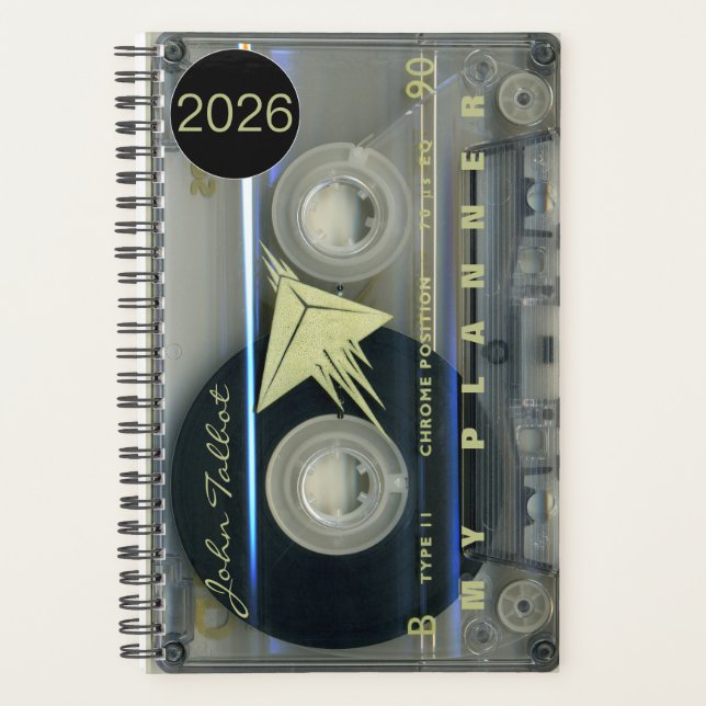 Retro T5 Audiotape  Music quote personalised Pl Planner (Front)