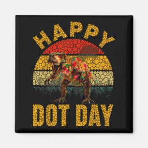 Retro T Rex Dinosaur Lovers Polka Dots Happy Dot D Magnet