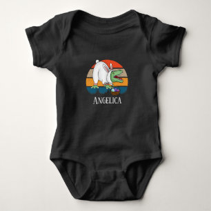Retro T-Rex in Easter Bunny Costume Egg Hunt Baby Bodysuit