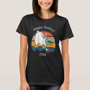 Retro T-Rex in Easter Bunny Costume Egg Hunt T-Shirt