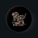Retro T-rex Skeleton Dinosaur Skateboarding Boys  6 Cm Round Badge<br><div class="desc">Retro T-rex Skeleton Dinosaur Skateboarding Boys</div>