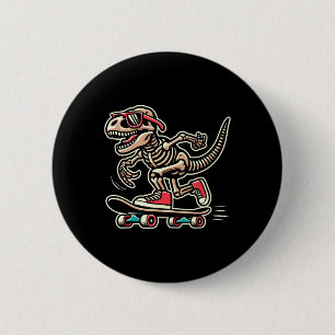 Retro T-rex Skeleton Dinosaur Skateboarding Boys 6 Cm Round Badge