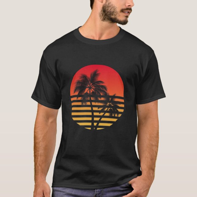 Retro T-shirt Design, Sunset Paradise (Front)