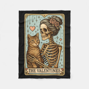 Retro Tabby Cat Valentine's Day Mom Tarot Card  Fleece Blanket