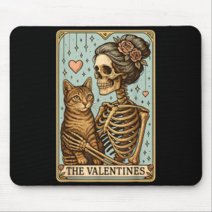 Retro Tabby Cat Valentine's Day Mom Tarot Card Mouse Pad