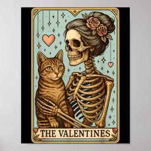 Retro Tabby Cat Valentine's Day Mom Tarot Card  Poster