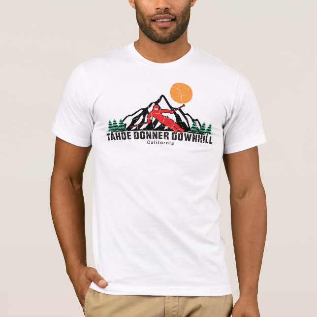 Retro Tahoe Donner Downhill Ski  T-Shirt (Front)