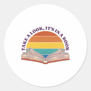 Retro Take A Look Its In A Book Reading Rainbow Classic Round Sticker