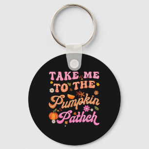Retro Take Me To The Pumpkin Patch Flowers Fall Th Key Ring