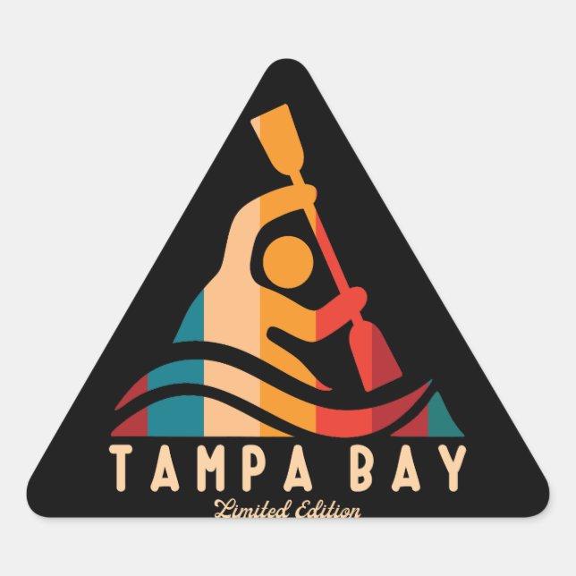 Retro Tampa Bay Kayaking Triangle Sticker (Front)