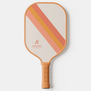 Retro Tan Peach Terracotta Personalised Pickleball Paddle