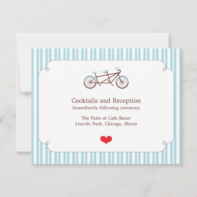 Retro Tandem Bicycle Blue & White Striped Wedding (Front)