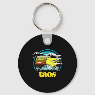 Retro Taos New Mexico Vintage 80s Style Mountains Key Ring