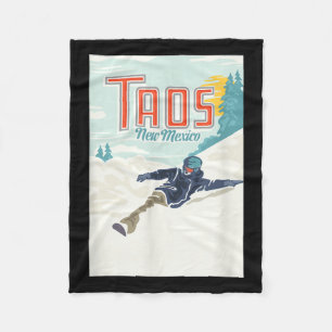 Retro Taos Ski Valley New Mexico Skiing Snowboardi Fleece Blanket