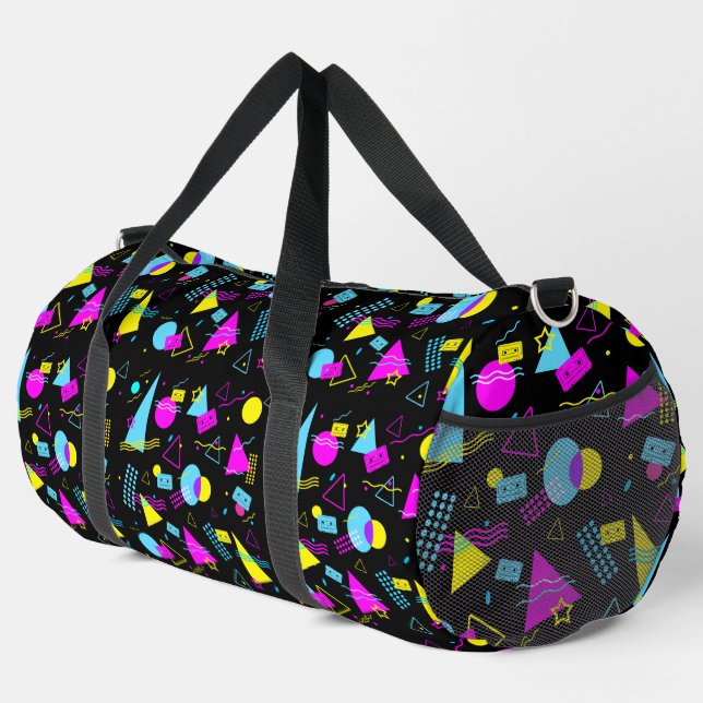 RETRO TAPE COLORFUL SHAPES  DUFFLE BAG (Right Corner)