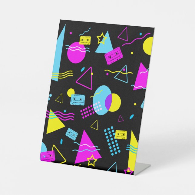 RETRO TAPE COLORFUL SHAPES  PEDESTAL SIGN (Front)