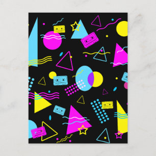 RETRO TAPE COLORFUL SHAPES  POSTCARD