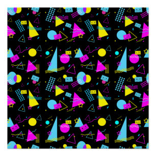 RETRO TAPE COLORFUL SHAPES POSTER