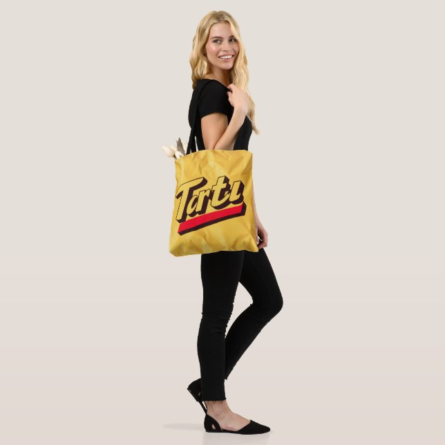 Retro “Tartu” Tote Bag – Bold Pop Aesthetic (On Model)