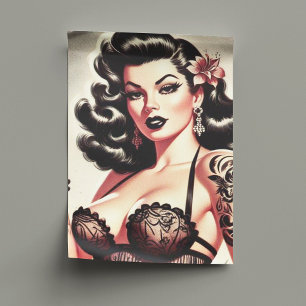 Retro Tatto Goth Girl Tissue Paper