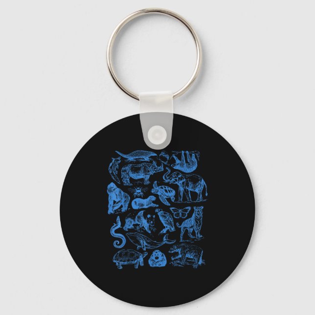 Retro Tattoo Animals Wildlife Nature Conservation  Key Ring (Front)