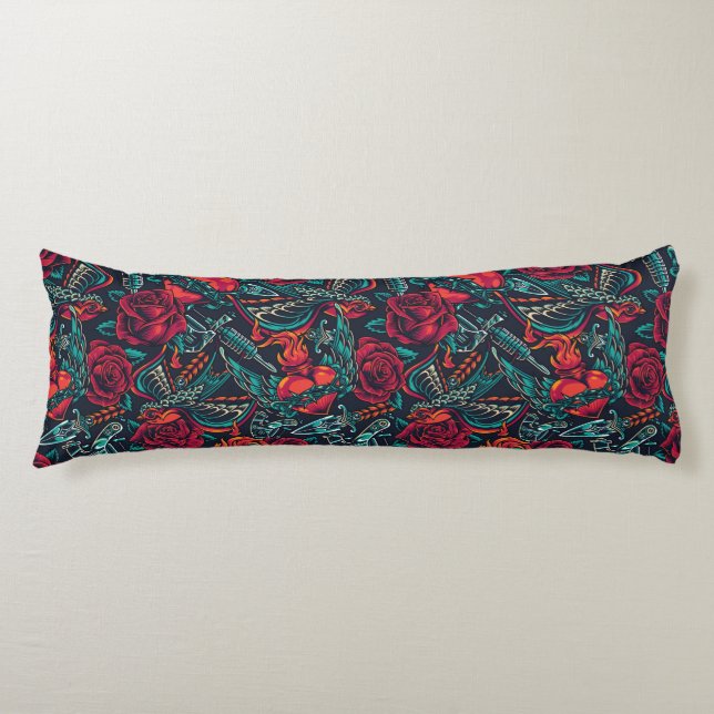 Retro Tattoo Pattern Body Pillow (Front)