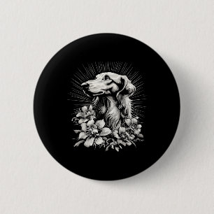 Retro Tattoo Style Borzoi Dog Lover  6 Cm Round Badge