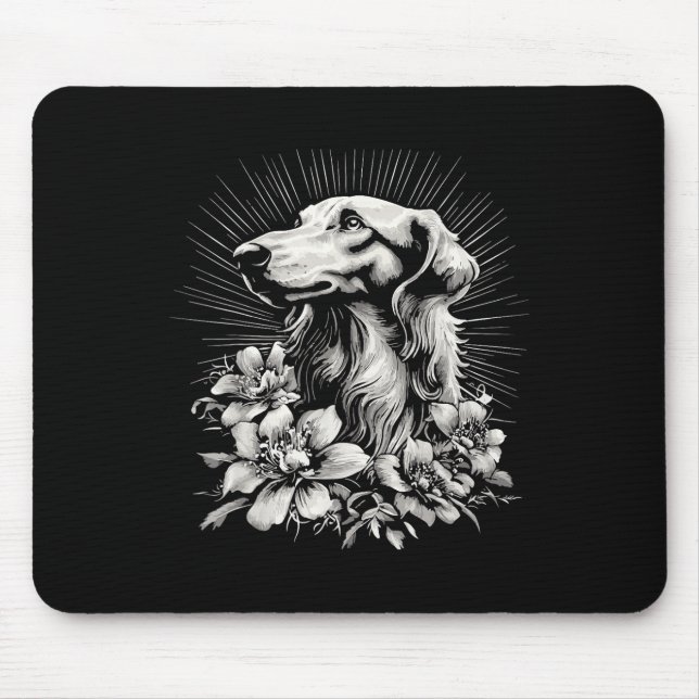 Retro Tattoo Style Borzoi Dog Lover  Mouse Pad (Front)