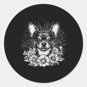 Retro Tattoo Style Chihuahua Dog Lover Classic Round Sticker