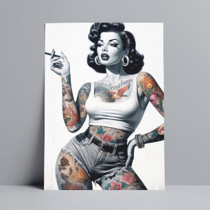 Retro Tattooed Girl Postcard