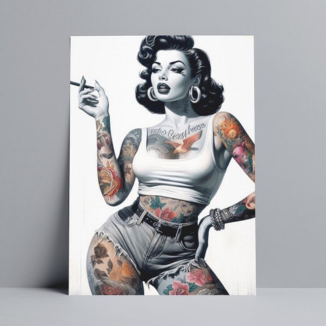 Retro Tattooed Girl Postcard (Creator Uploaded)