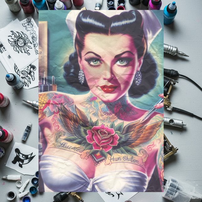 Retro Tattooed Nurse Tissue Paper (Creator Uploaded)