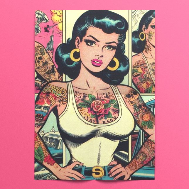 Retro Tattooed Pin-up Comics Tissue Paper (Creator Uploaded)