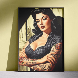Retro Tattooed Pin-up Poster