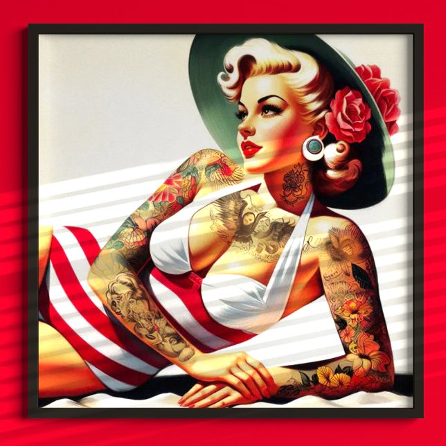 Retro Tattooed Swimsuit Pin-up Poster (Creator Uploaded)