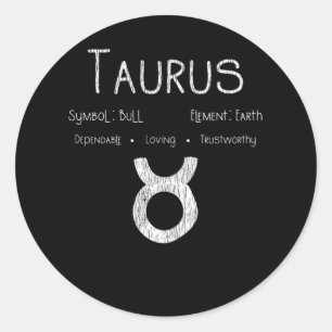 Retro Taurus Zodiac Sign Bull Earth Astrology Gift Classic Round Sticker