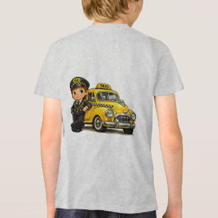 Retro Taxi Driver Boy with Vintage Yellow Car T-Sh Tri-Blend Shirt