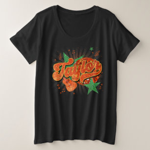 Retro Taylor First Name Personalised Groovy Disco Plus Size T-Shirt