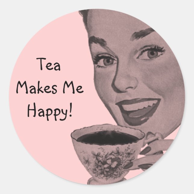 Retro Tea Classic Round Sticker (Front)