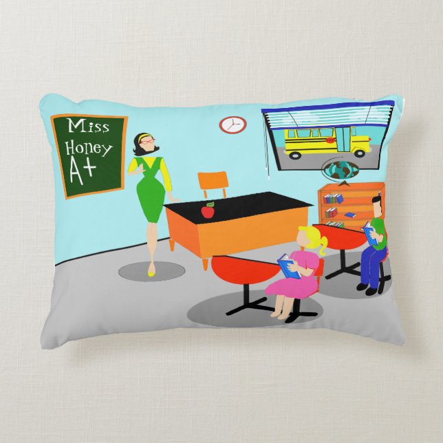 Retro Teacher Accent Pillow (Front)