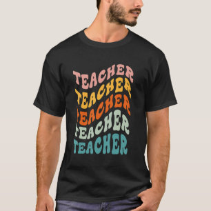 Retro Teacher Daisy Colourful Elementary School T T-Shirt