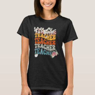 Retro Teacher Daisy Colourful Elementary School T T-Shirt