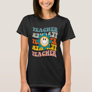 Retro Teacher Daisy Colourful  Elementary School T T-Shirt