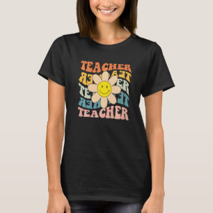 Retro Teacher Daisy Colourful Elementary School T T-Shirt