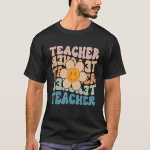 Retro Teacher Daisy Colourful  Elementary School T T-Shirt